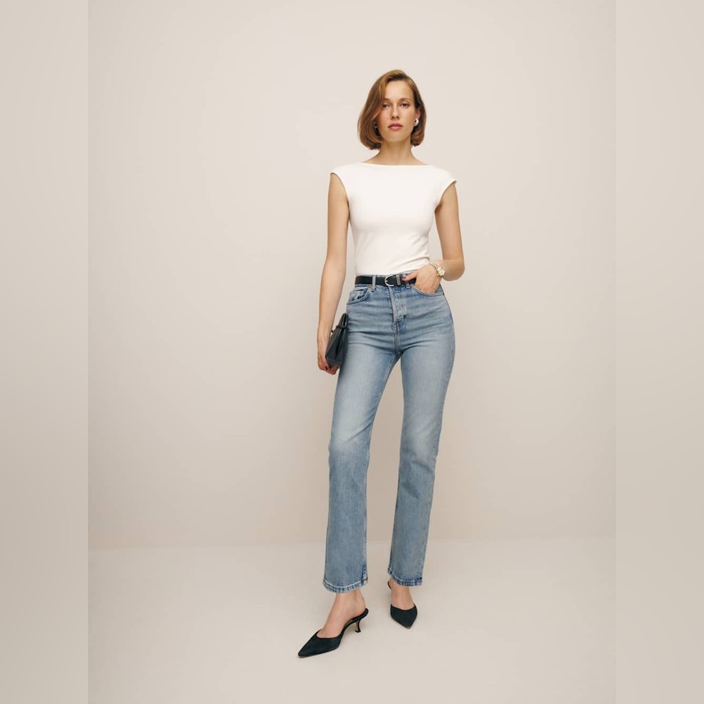Reformation Cynthia Stretch High Rise Straight Jeans